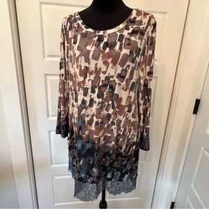 LOGO Blue and Mauve Patterned Tunic